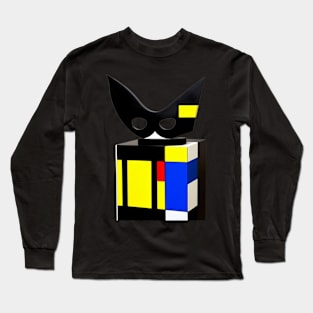 Mondrian Style Royal Cat Long Sleeve T-Shirt